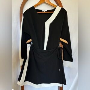 H by Halston black and white, two piece blouse (M) & skirt (L)